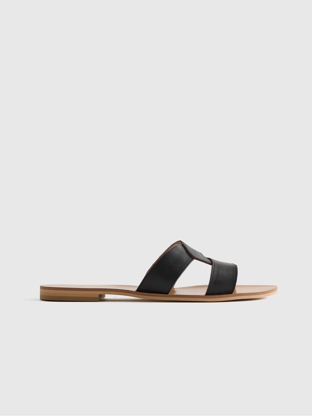 Quince Black Italian Leather Slide Sandals with Tan Footbed 9.5 New in Box - Picture 5 of 11